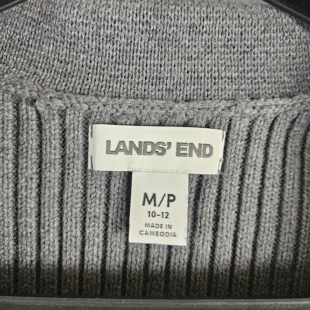Lands End‎ Cardigan Blazer Ribbed Cotton Gray Petite M/P 10-12 - Picture 5 of 13